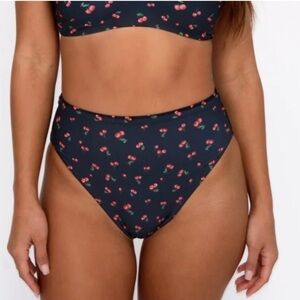 Skatie NWT Cherry Print High Waist Bikini Bottoms